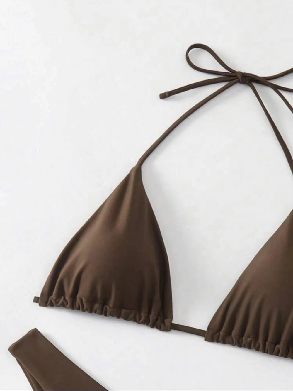 Sexy Solid Halter Lace Up Low Waist Bikini Set Women's 2 Pieces Swimsuit Triangle Thong Swimwear Bathing Suit Brazilian Biquini