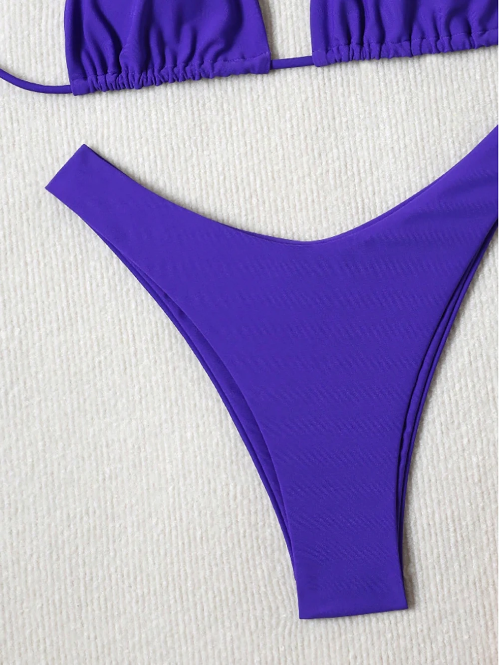 Sexy Solid Halter Lace Up Low Waist Bikini Set Women's 2 Pieces Swimsuit Triangle Thong Swimwear Bathing Suit Brazilian Biquini