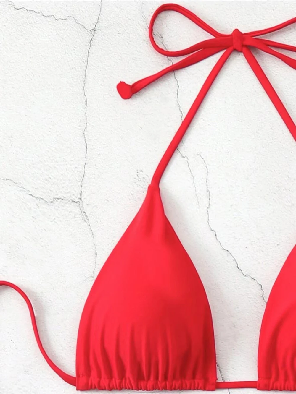 Sexy Solid Halter Lace Up Low Waist Bikini Set Women's 2 Pieces Swimsuit Triangle Thong Swimwear Bathing Suit Brazilian Biquini
