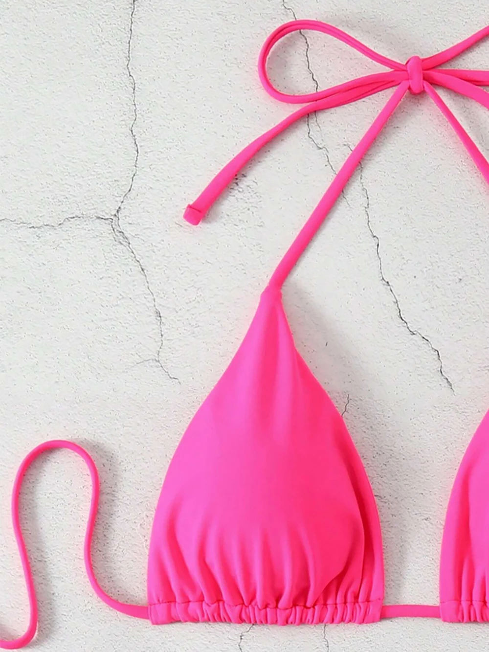 Sexy Solid Halter Lace Up Low Waist Bikini Set Women's 2 Pieces Swimsuit Triangle Thong Swimwear Bathing Suit Brazilian Biquini