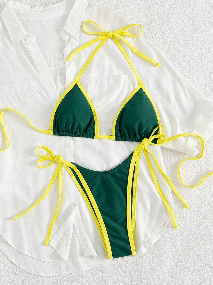 Sexy Contrast Color Separates Micro Bikini 2026 Women's Swimsuit Female Swimwear Mini Thong Bikinis Set Two-piece Bathing Suit