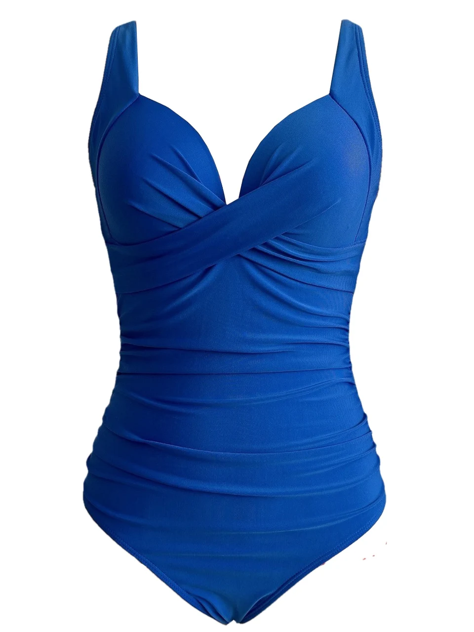 Plain Ruched Swimsuit Women One Piece Solid Swimwear Female Beachwear Bathers Bathing Swimming Swim Bodysuit Summer