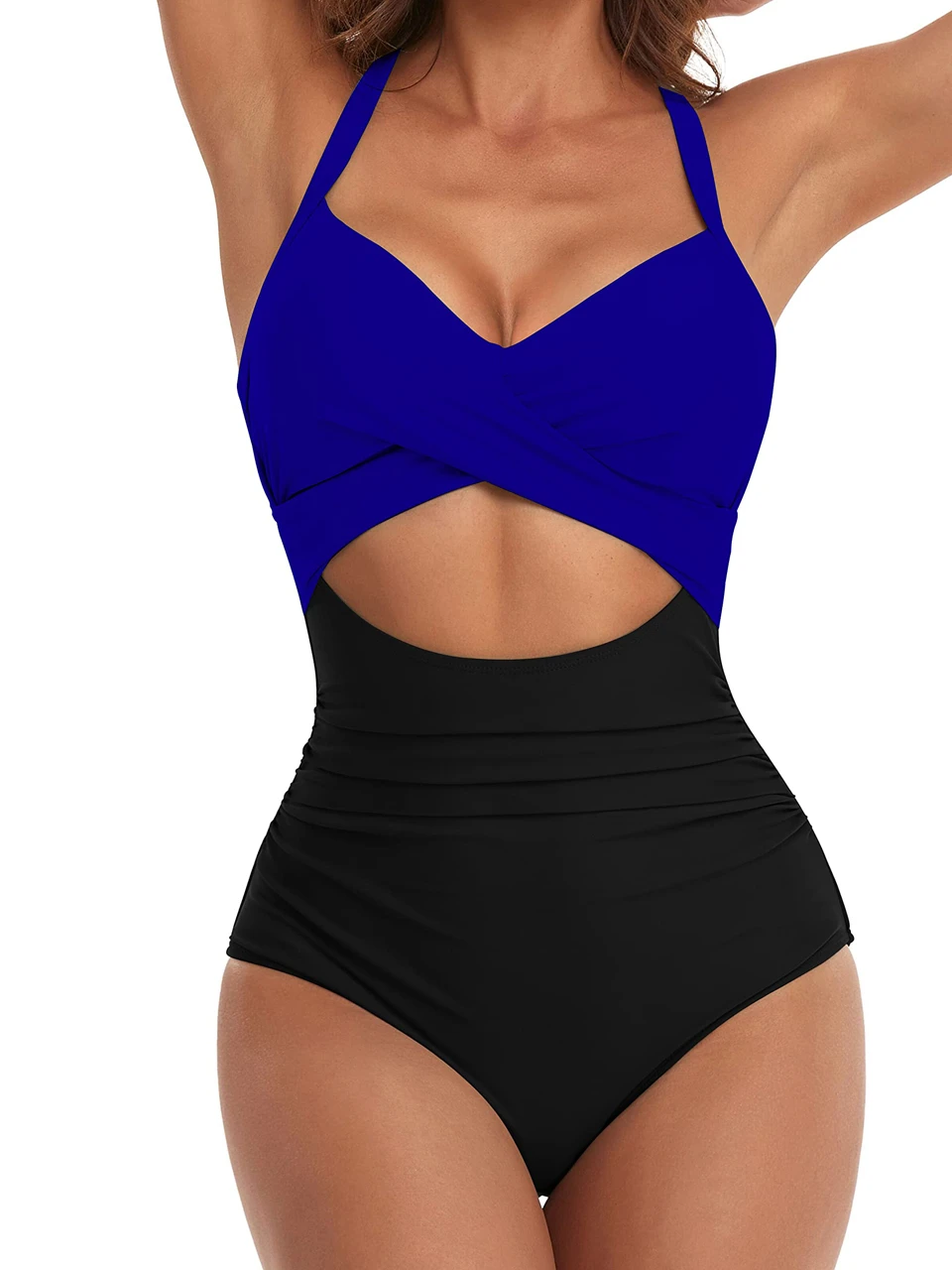 Plain Ruched Swimsuit Women One Piece Solid Swimwear Female Beachwear Bathers Bathing Swimming Swim Bodysuit Summer