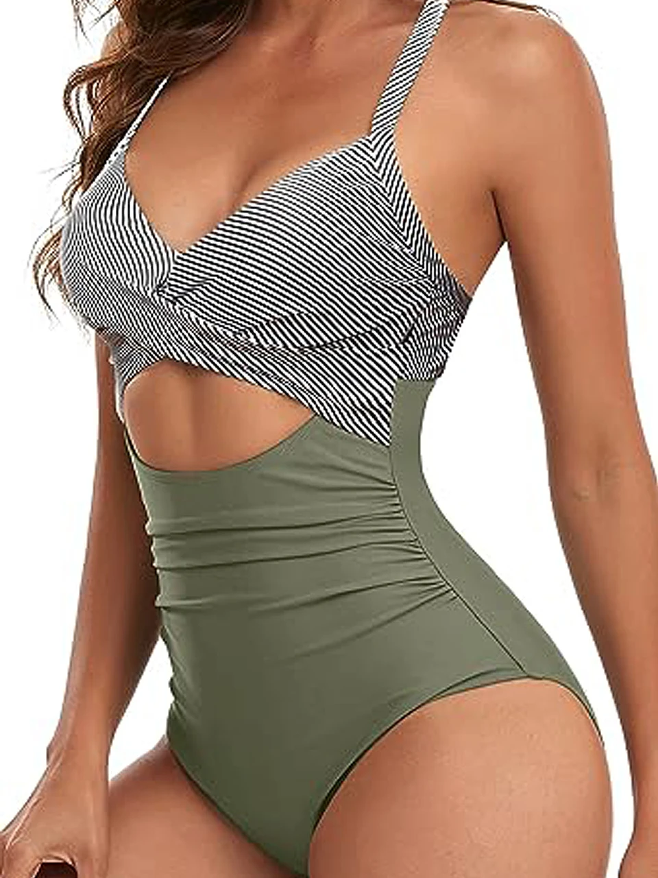 Plain Ruched Swimsuit Women One Piece Solid Swimwear Female Beachwear Bathers Bathing Swimming Swim Bodysuit Summer