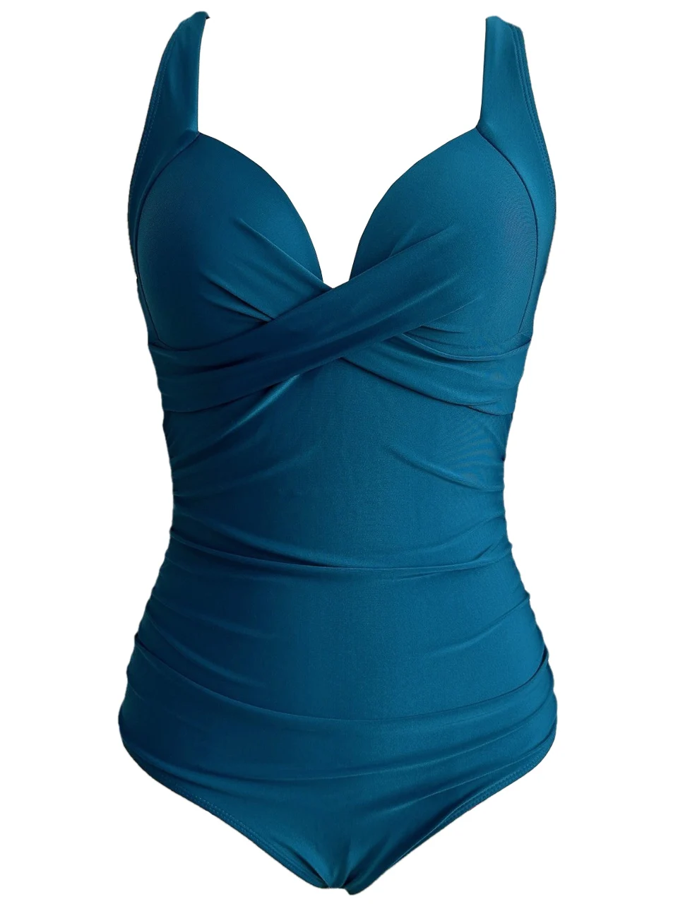 Plain Ruched Swimsuit Women One Piece Solid Swimwear Female Beachwear Bathers Bathing Swimming Swim Bodysuit Summer