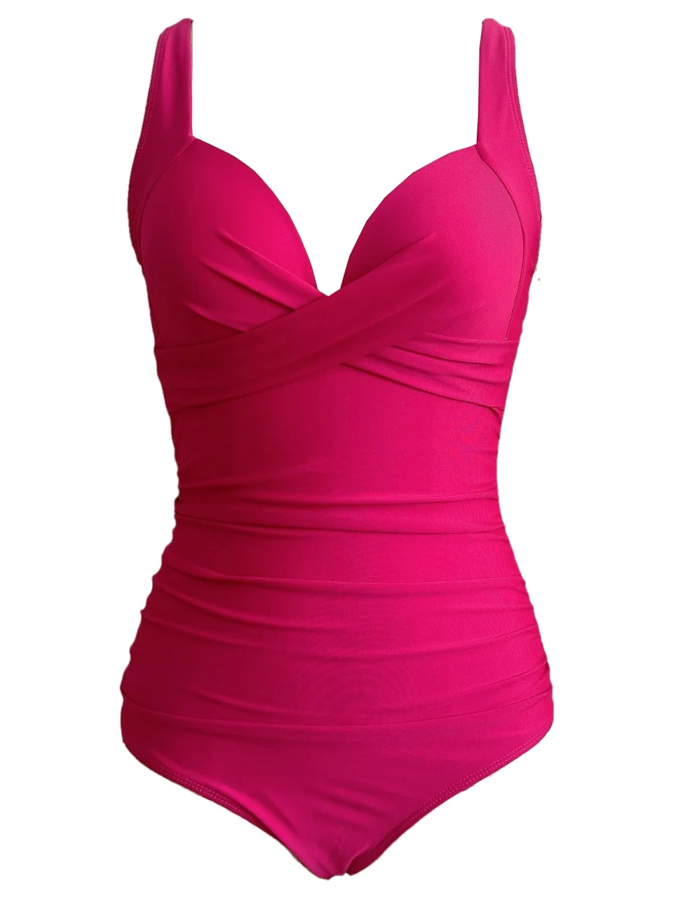 Plain Ruched Swimsuit Women One Piece Solid Swimwear Female Beachwear Bathers Bathing Swimming Swim Bodysuit Summer