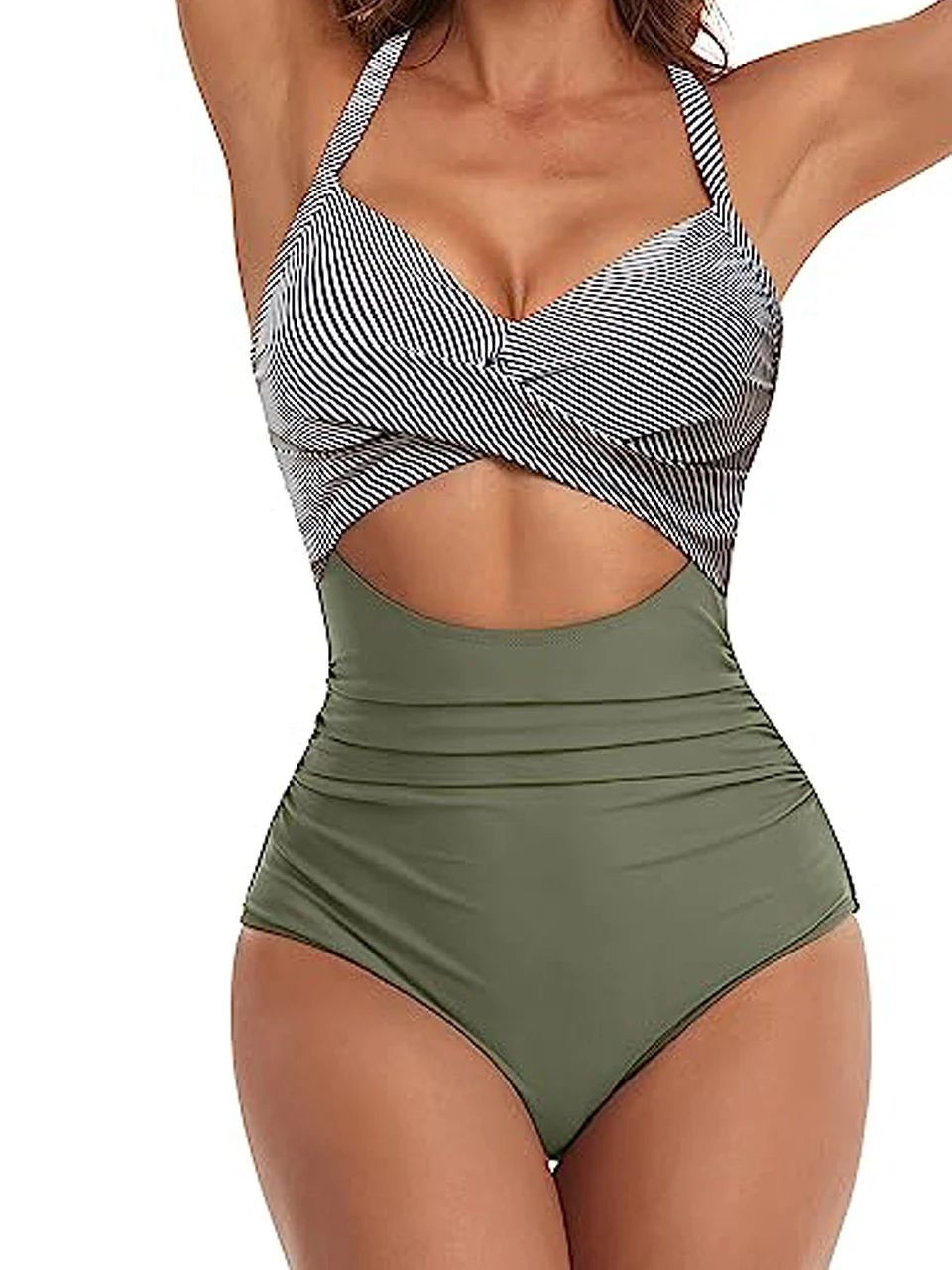 Plain Ruched Swimsuit Women One Piece Solid Swimwear Female Beachwear Bathers Bathing Swimming Swim Bodysuit Summer