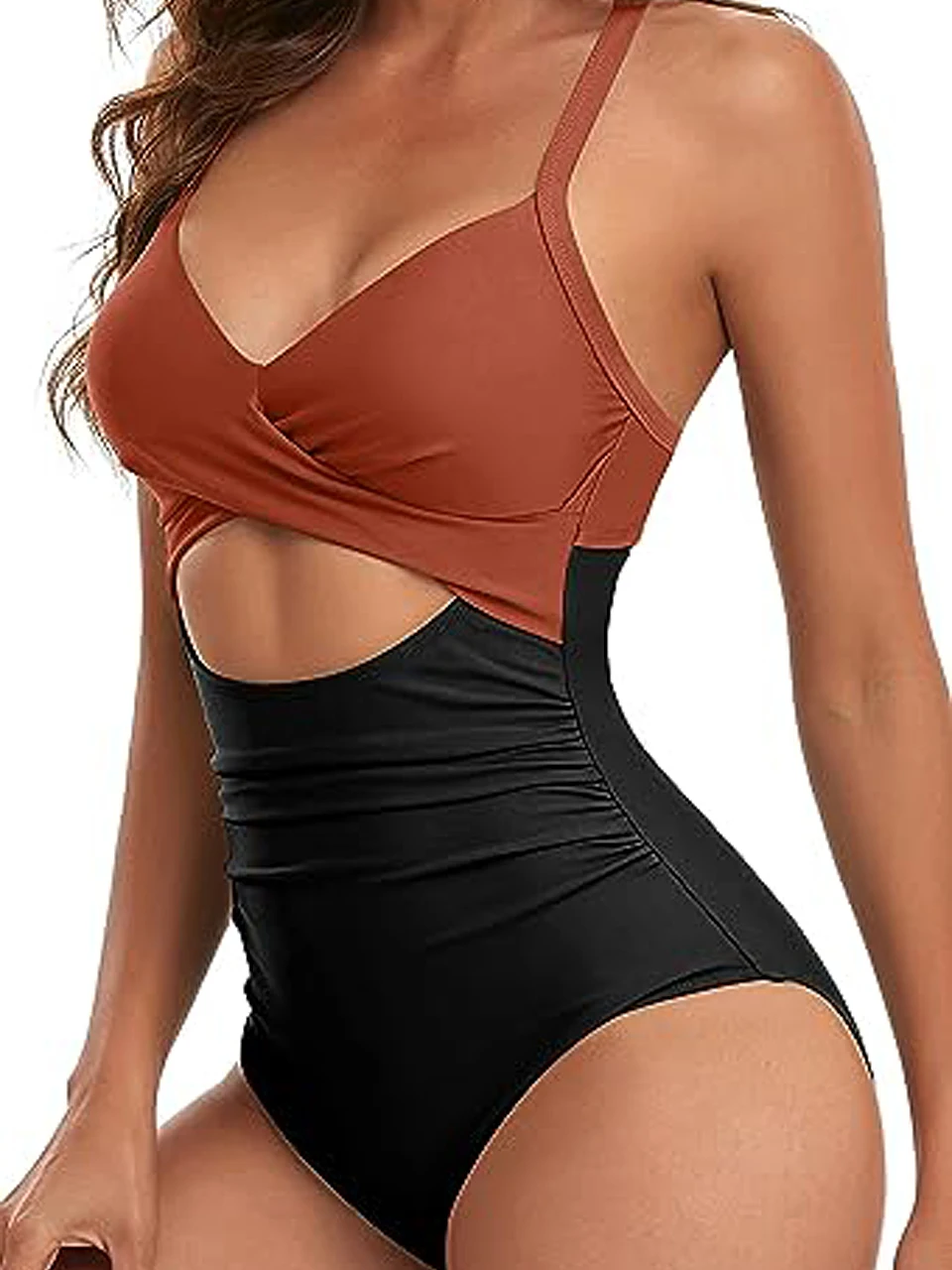 Plain Ruched Swimsuit Women One Piece Solid Swimwear Female Beachwear Bathers Bathing Swimming Swim Bodysuit Summer