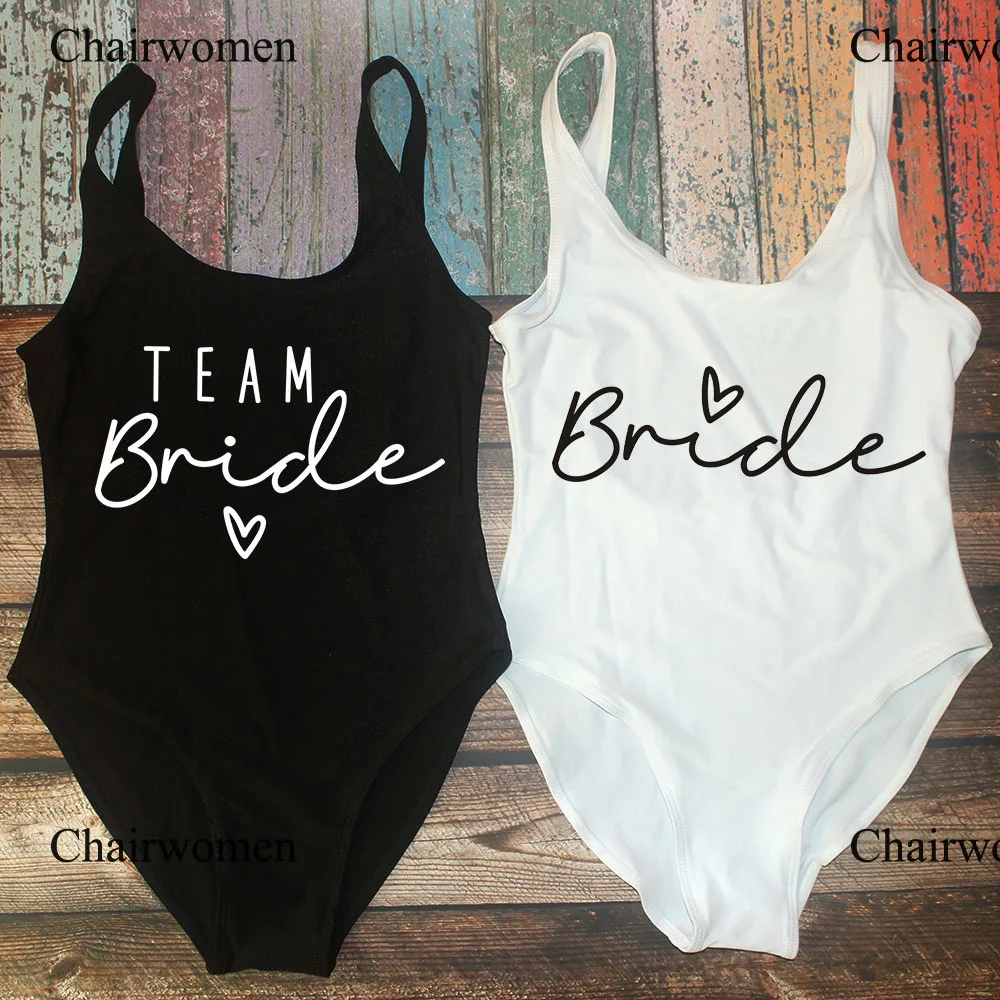 S-3XL White Bridal Team Bride Swimsuit One-Piece Bachelor Party Swimwear Women Swimsuit Hen Party Beachwear Pool Bathing Suit