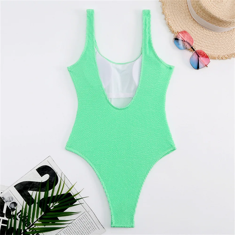 One Piece Swimsuit Women Push Up Swimwear Female Thong Monokini Solid Backless Bathing Suit Swimming Suit Bodysuit