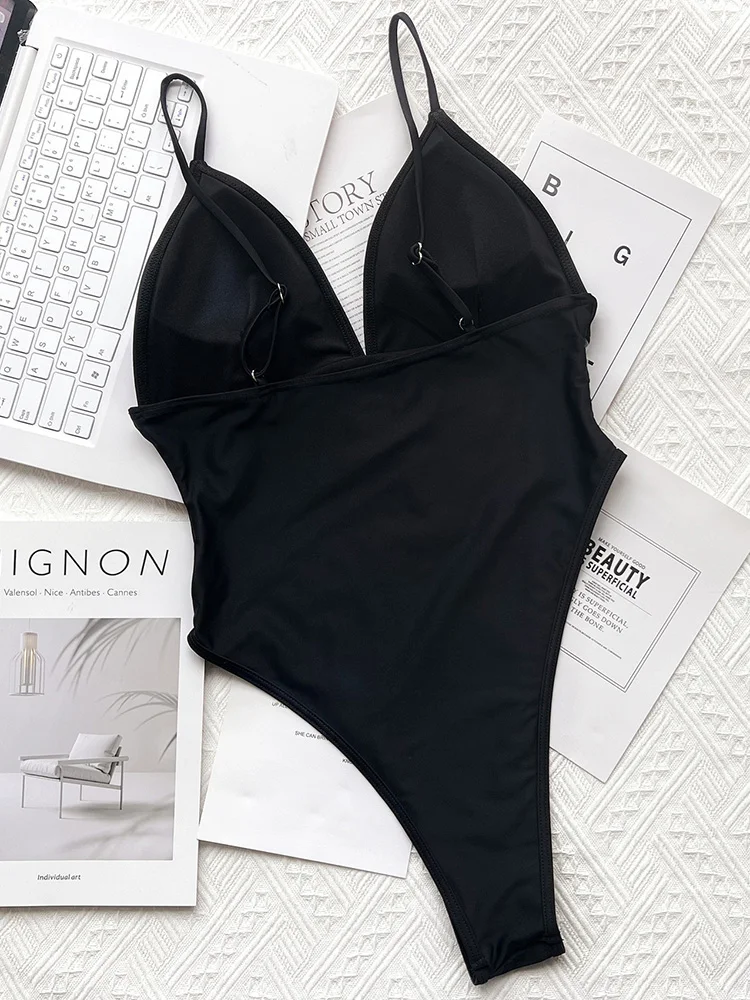 2025 Sexy Splicing Mesh See Through Female Swimwear One Piece Swimsuit Women High Cut Monokini Bathing Suit Swim Beach Wear