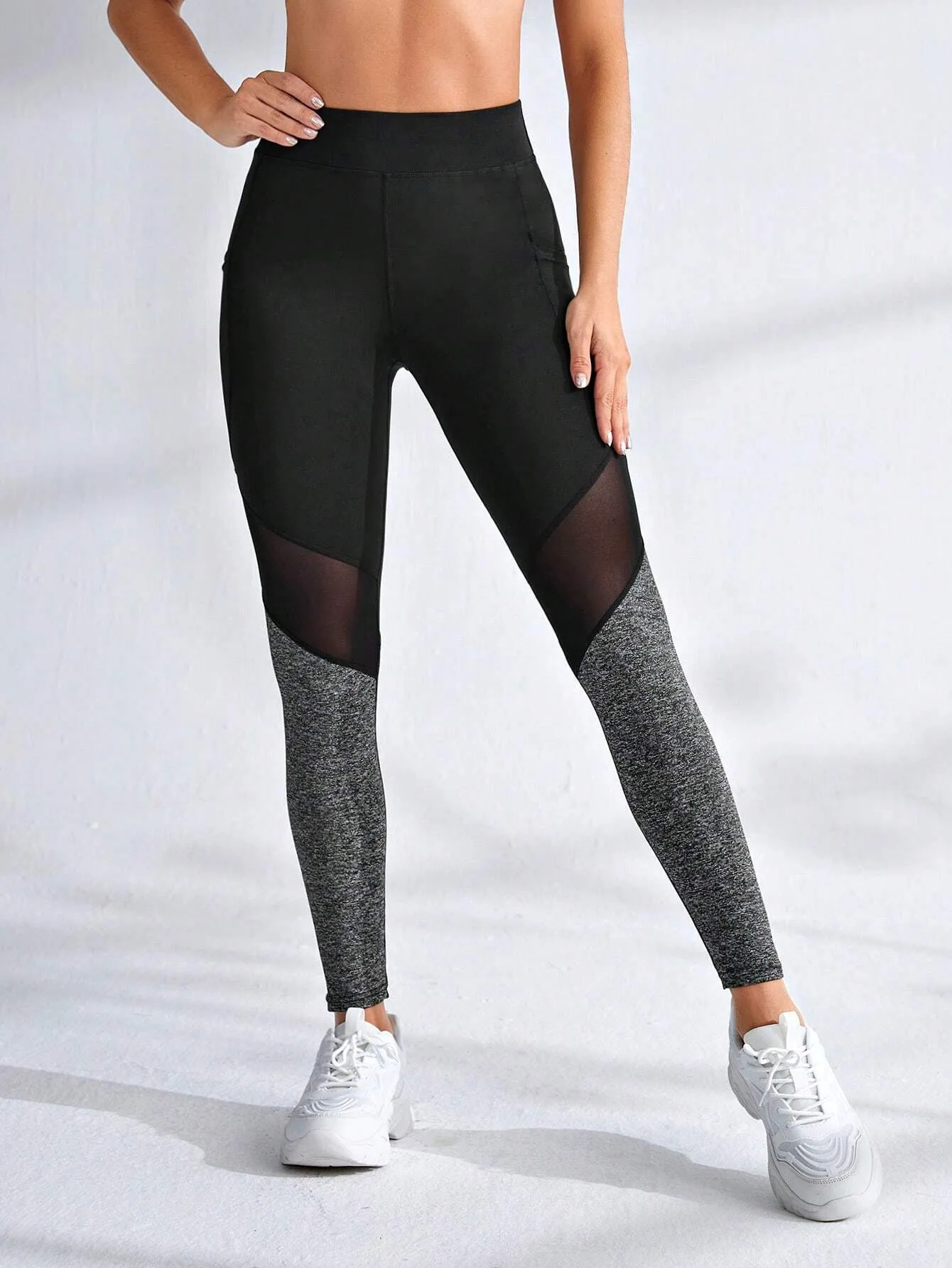 Seamless Sexy Mesh Spliced Leggings Women with Pocket Leggings High Waist Push Up Butt Gym Trainning Fashion Slim Yoga Tights