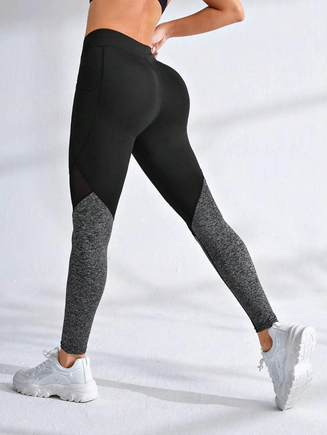 Seamless Sexy Mesh Spliced Leggings Women with Pocket Leggings High Waist Push Up Butt Gym Trainning Fashion Slim Yoga Tights