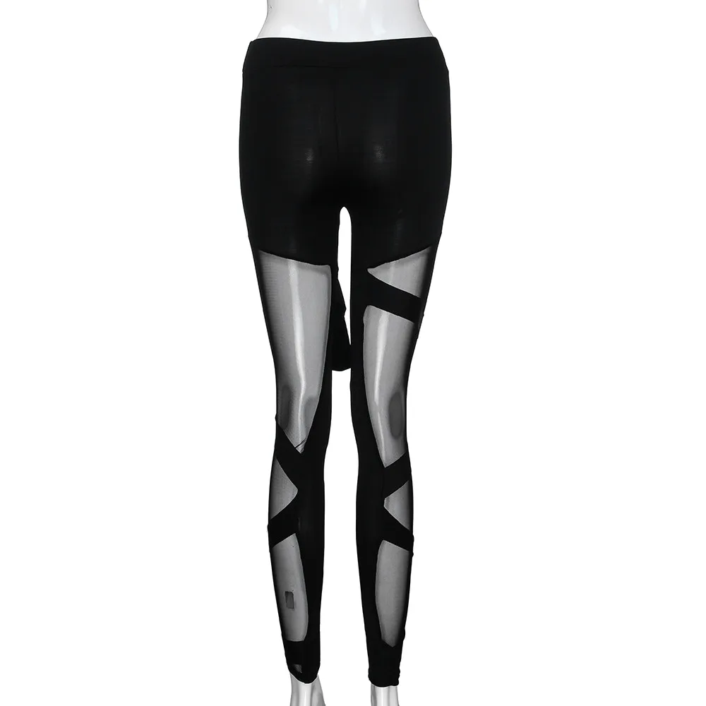 Summer Black High Waist Mesh Women Leggings Hip Push Up Sexy Gym Yoga Pants Female Translucent Sportswear Seamless Leggings