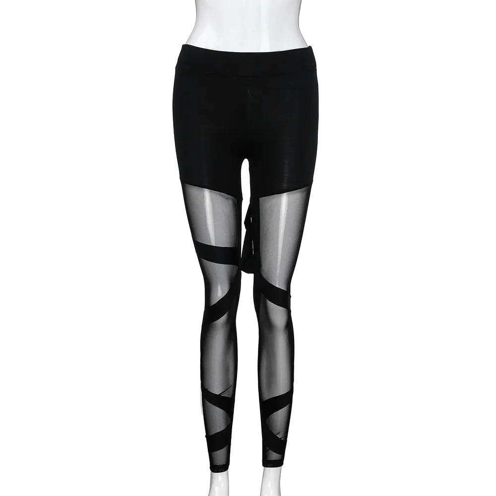 Summer Black High Waist Mesh Women Leggings Hip Push Up Sexy Gym Yoga Pants Female Translucent Sportswear Seamless Leggings