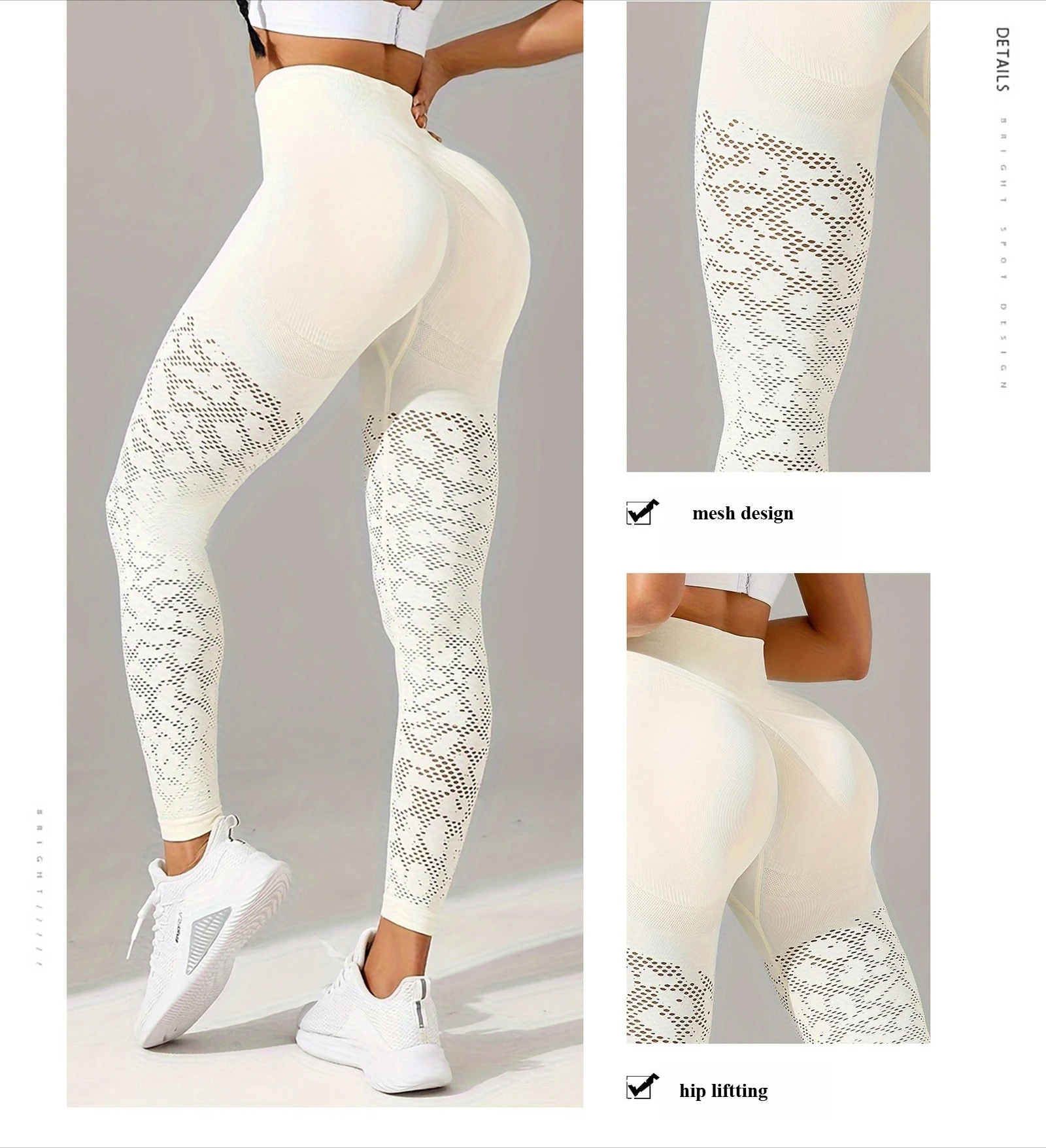 Women Hollow Mesh Yoga Tight Pants High Waist Leggings Workout Running Sexy Hip Liftting Stretchy Fitness Pants