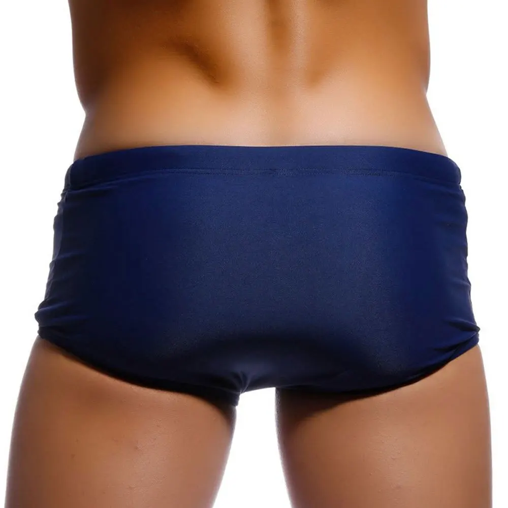 Foreign trade men's solid color black nylon boxer swimming trunks simple loose fashion swimming trunks cross-border supplyUXH604