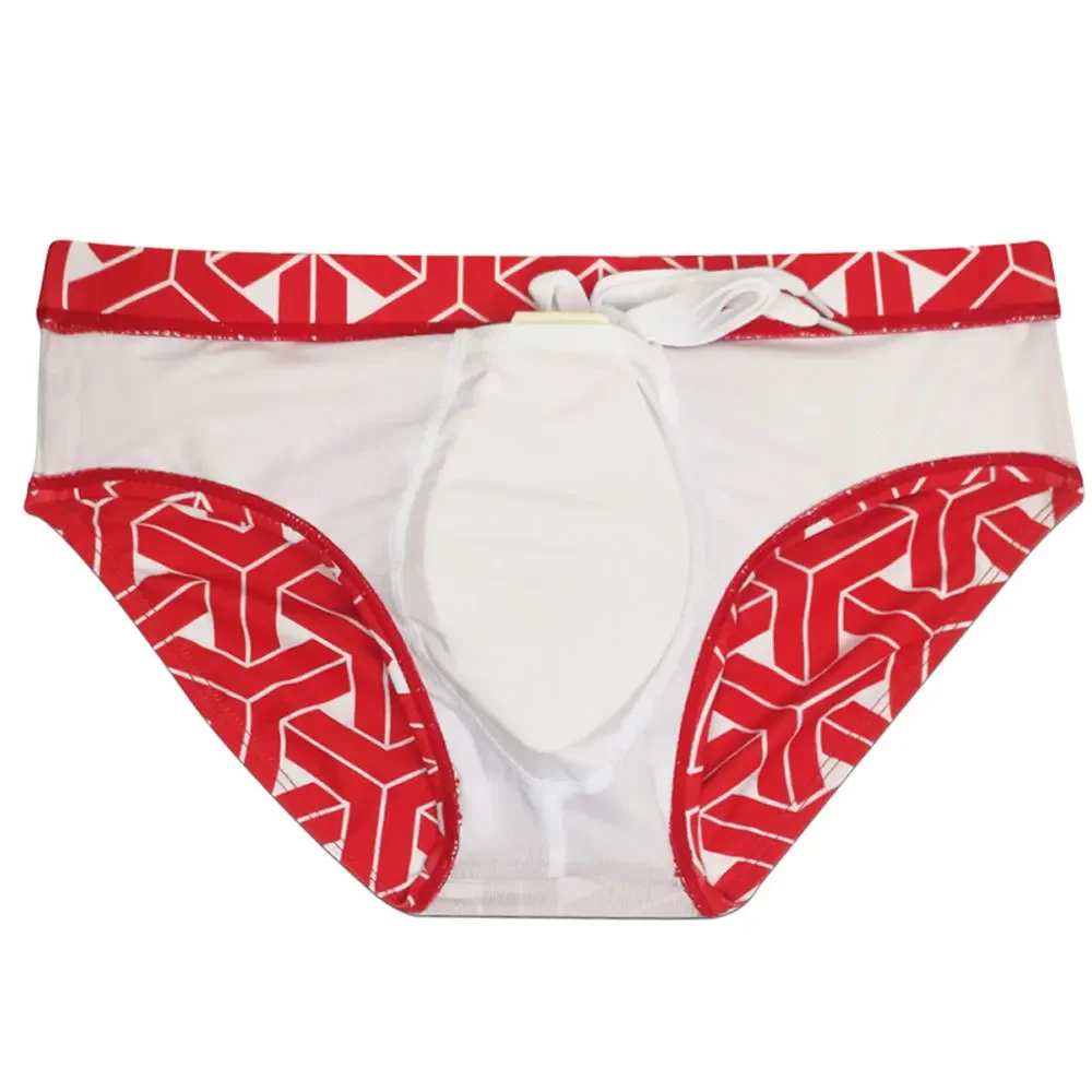 Sexy Print Pouch Swimwear Mens Swim Briefs with Pad Man Swimming Trunks Fast Dry Beach Surf Bathing Suit Bikini Men Swimsuit