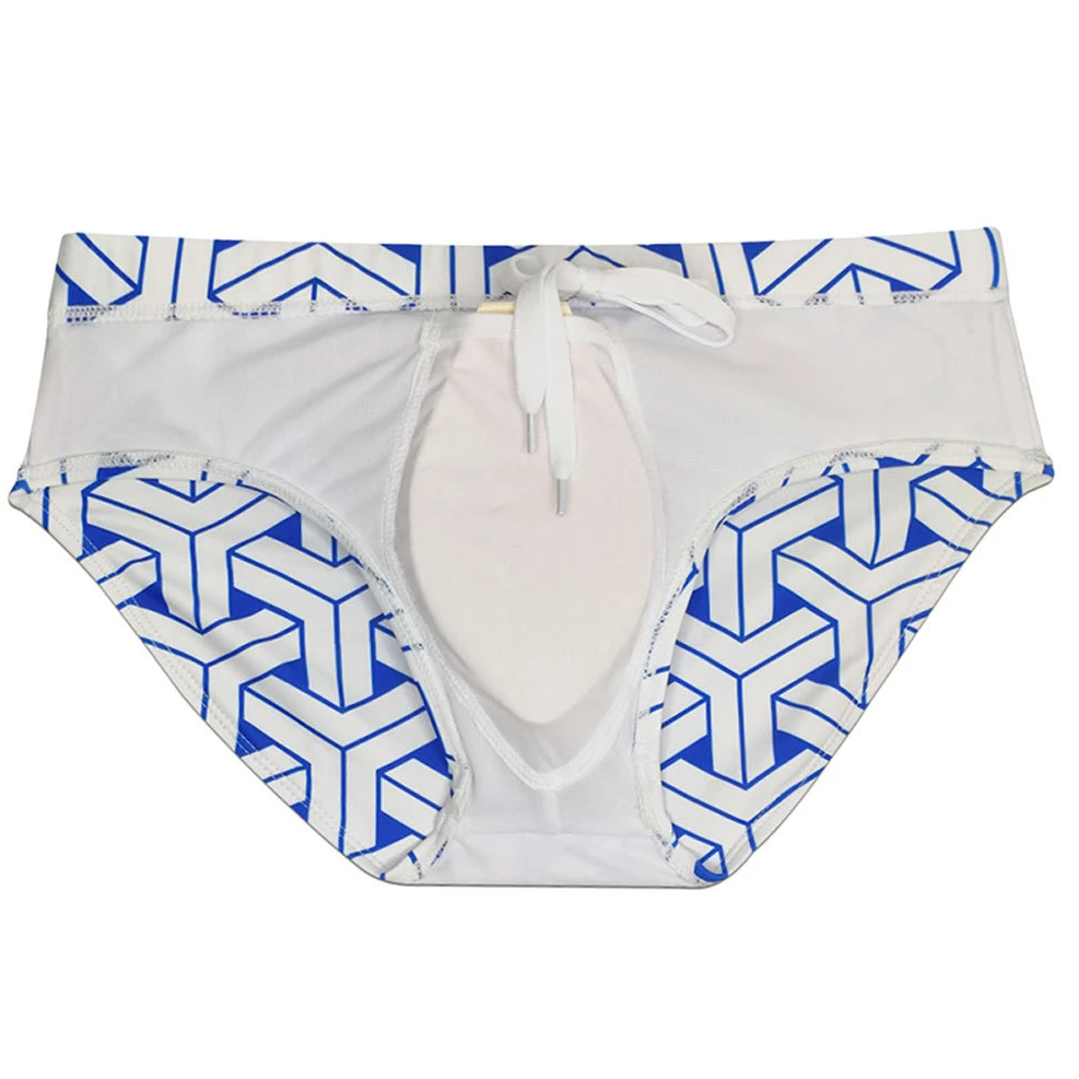 Sexy Print Pouch Swimwear Mens Swim Briefs with Pad Man Swimming Trunks Fast Dry Beach Surf Bathing Suit Bikini Men Swimsuit