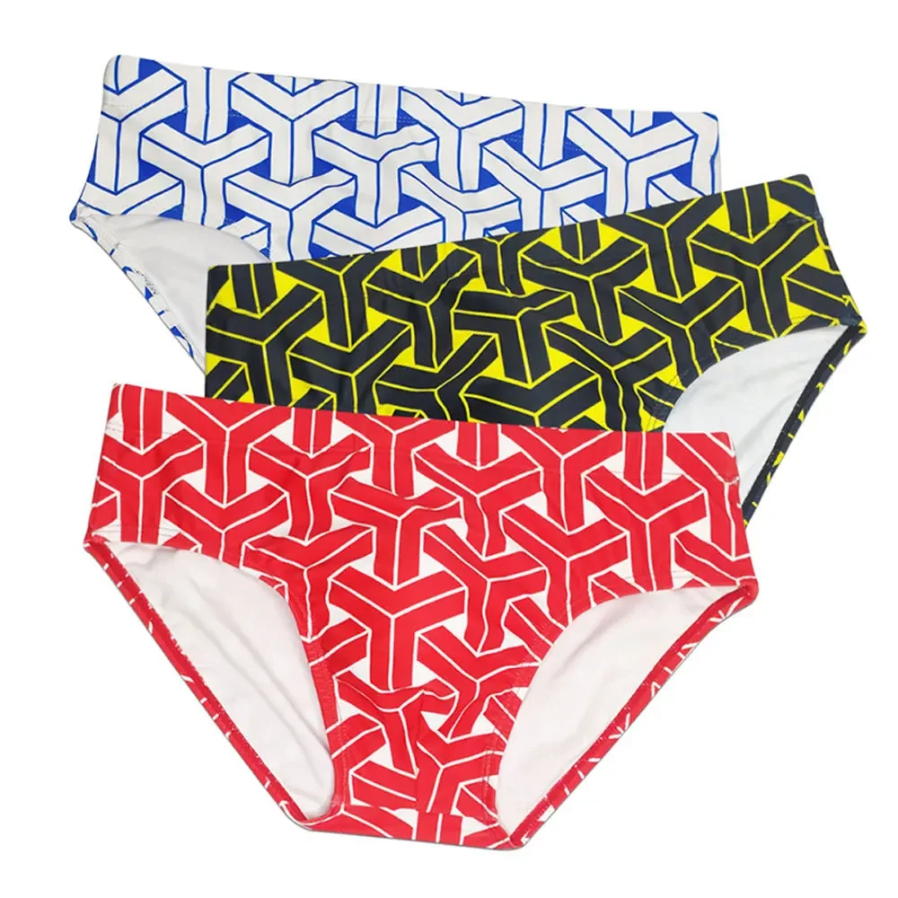 Sexy Print Pouch Swimwear Mens Swim Briefs with Pad Man Swimming Trunks Fast Dry Beach Surf Bathing Suit Bikini Men Swimsuit