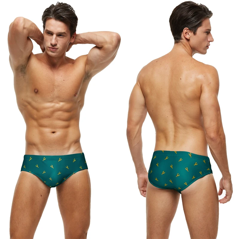 Datifer Summer 2026 Men Shorts Gym Low Waist Sexy Print Swim Brief Removed Pad Surfing Swimsuit Shorts Multicolor