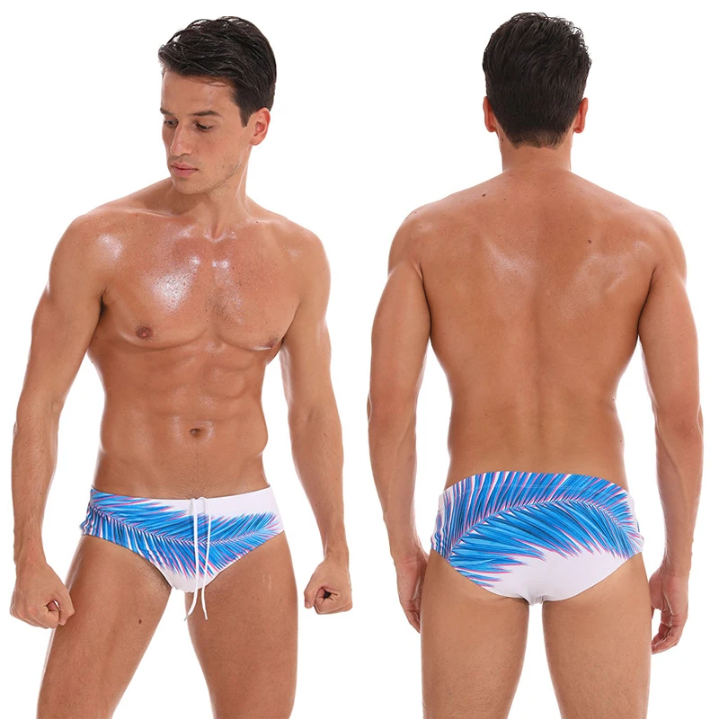 Datifer Summer 2026 Men Shorts Gym Low Waist Sexy Print Swim Brief Removed Pad Surfing Swimsuit Shorts Multicolor