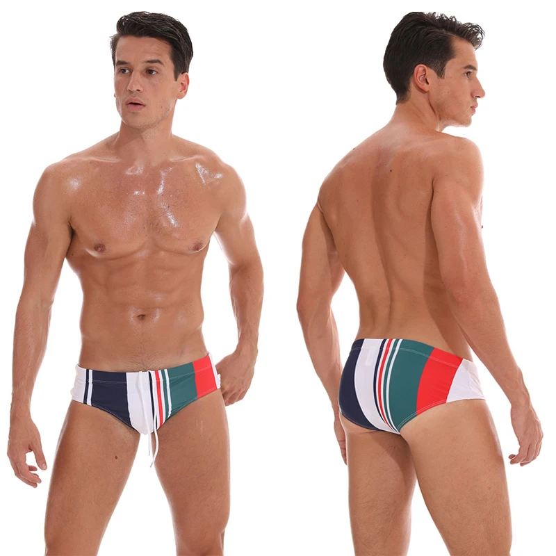 Datifer Summer 2026 Men Shorts Gym Low Waist Sexy Print Swim Brief Removed Pad Surfing Swimsuit Shorts Multicolor
