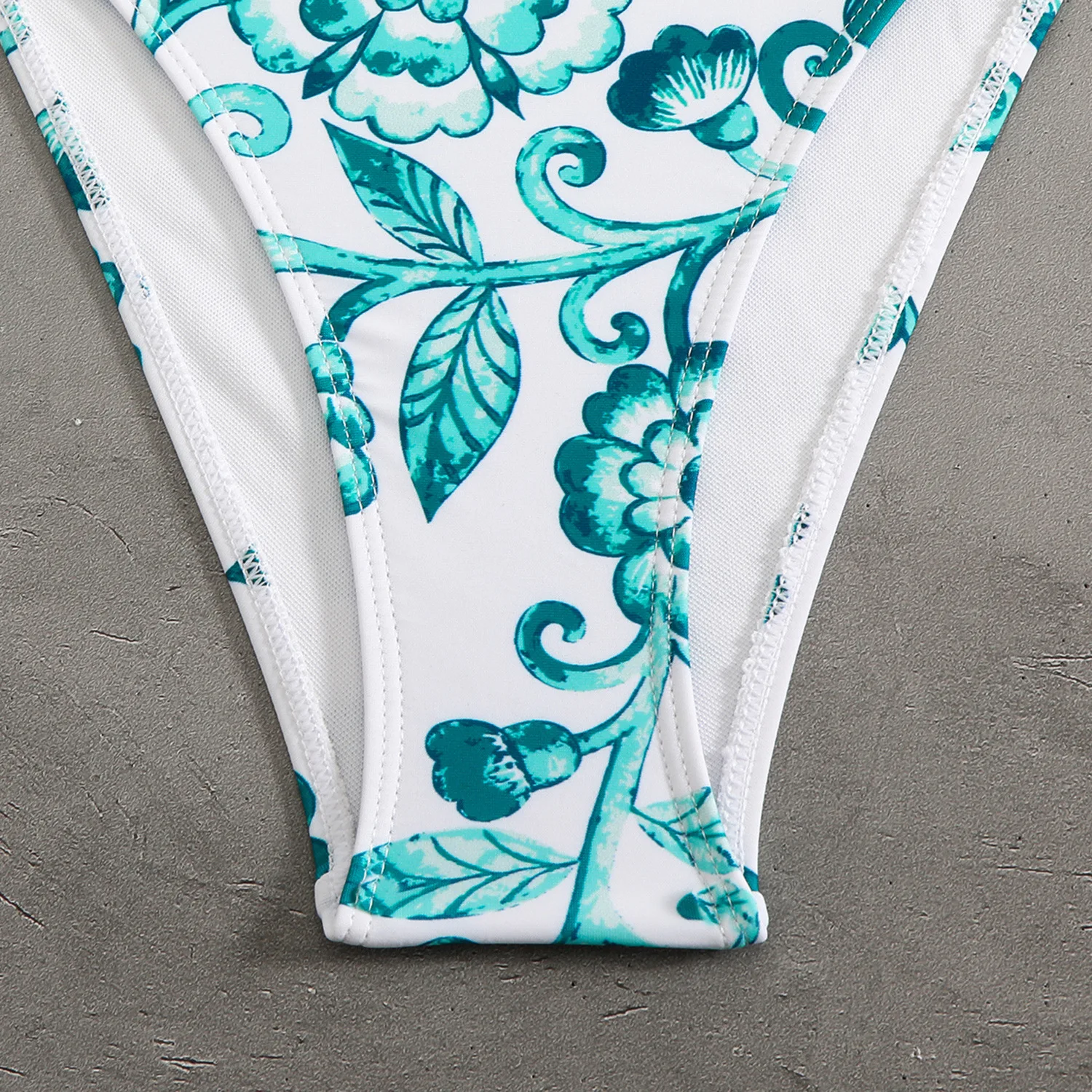 2026 New Sexy Floral Print One-Piece Swimsuit Women's Deep V Backless Tie Slimming Swimwear Cross-Border Hot Sale