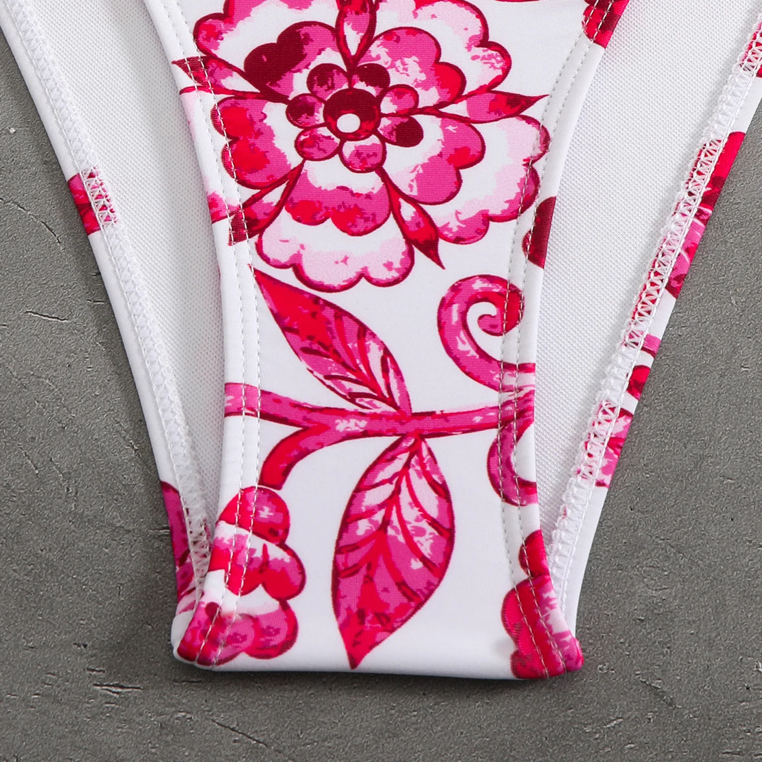 2026 New Sexy Floral Print One-Piece Swimsuit Women's Deep V Backless Tie Slimming Swimwear Cross-Border Hot Sale