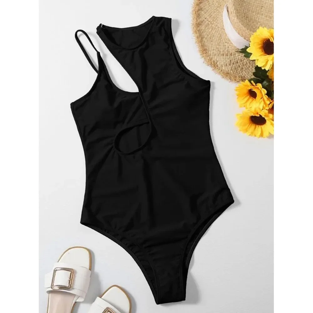 Customized LOGO Cute One Piece Swimwear Bikini Hollow Multi Color One Shoulder Sexy Swimwear women one piece swimsuit