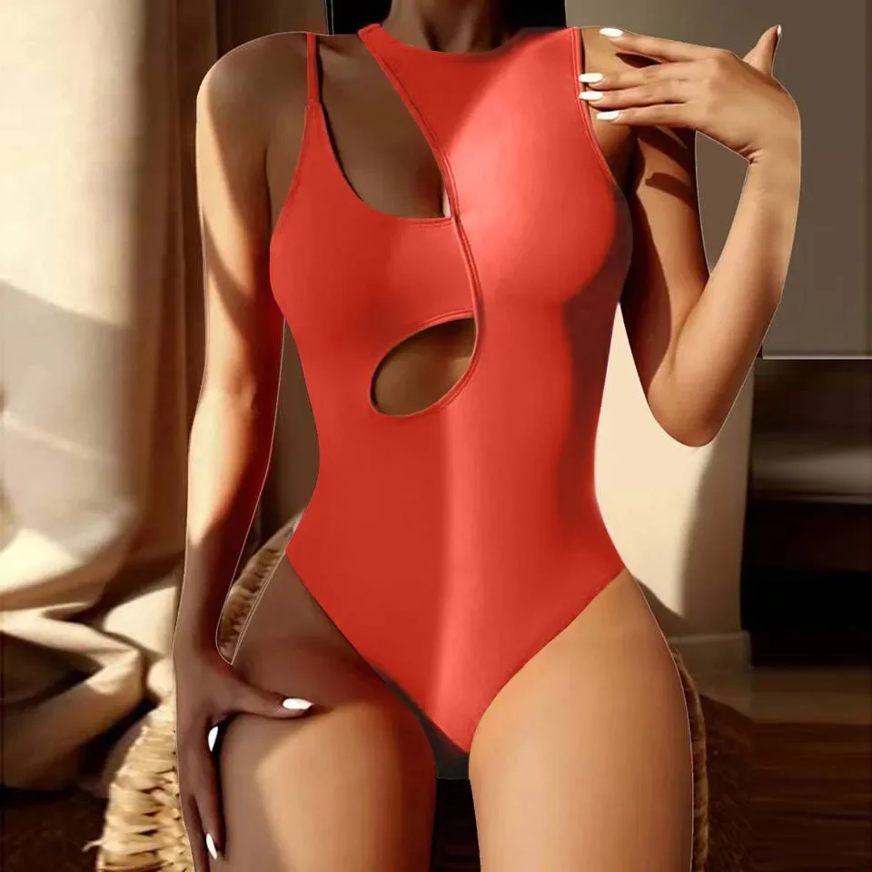 Customized LOGO Cute One Piece Swimwear Bikini Hollow Multi Color One Shoulder Sexy Swimwear women one piece swimsuit