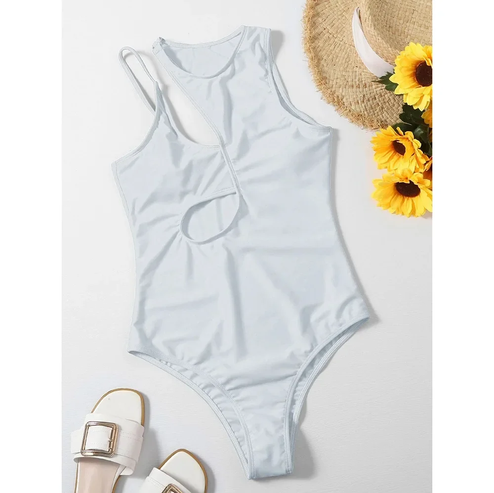 Customized LOGO Cute One Piece Swimwear Bikini Hollow Multi Color One Shoulder Sexy Swimwear women one piece swimsuit