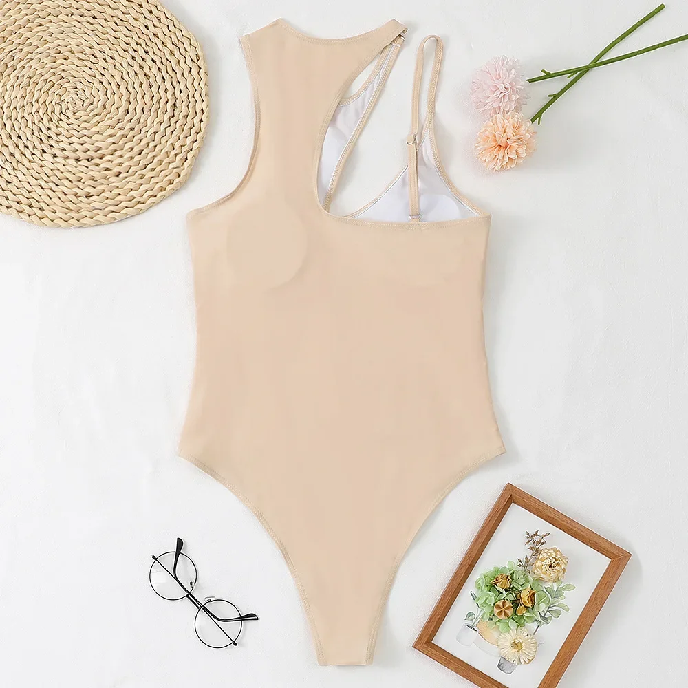 Customized LOGO Cute One Piece Swimwear Bikini Hollow Multi Color One Shoulder Sexy Swimwear women one piece swimsuit