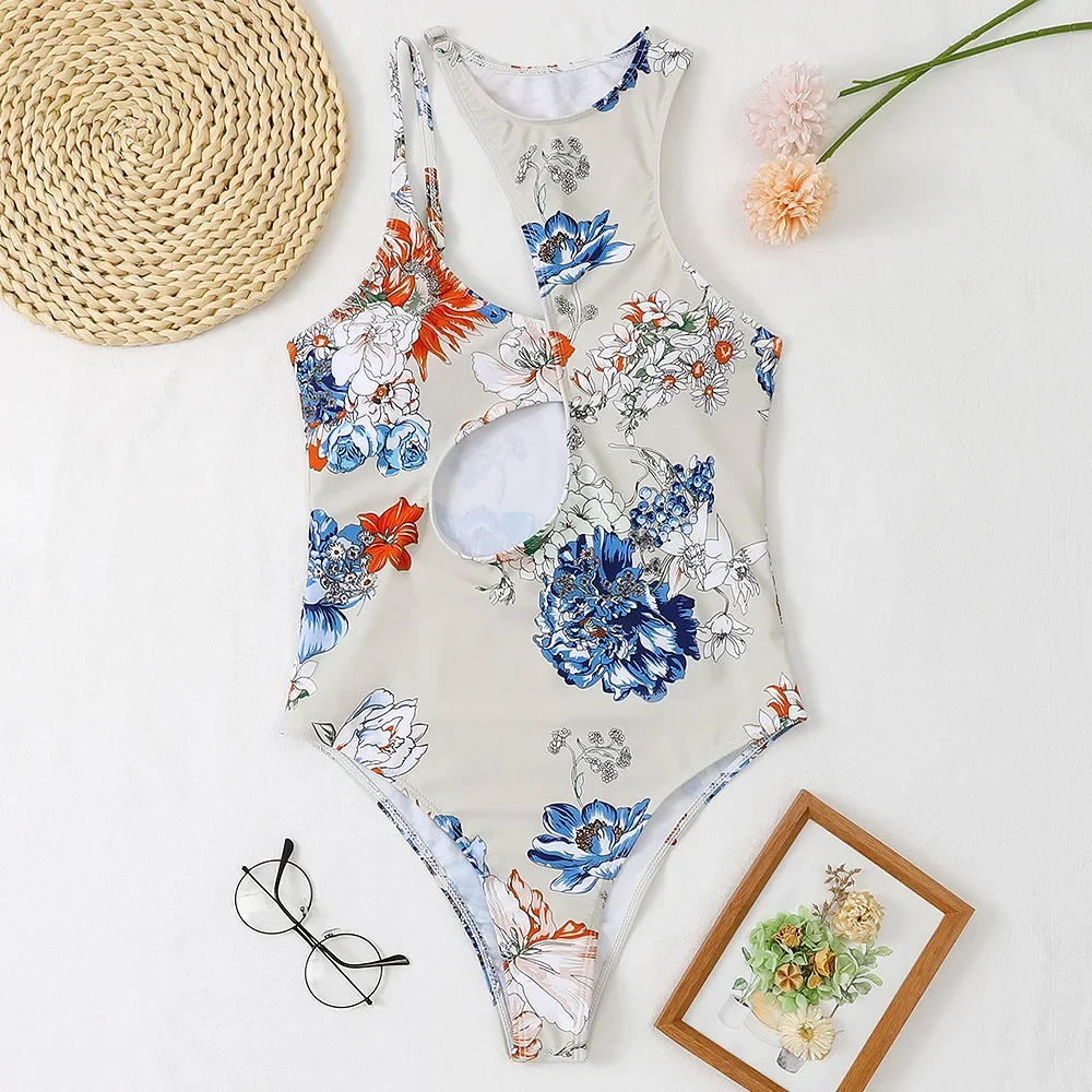 Customized LOGO Cute One Piece Swimwear Bikini Hollow Multi Color One Shoulder Sexy Swimwear women one piece swimsuit