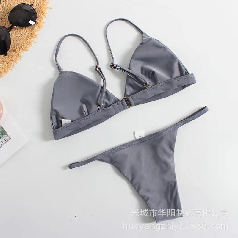 Solid Bikini Set 2020 Sexy 9 Colors Push Up Swimwear Women Brazilian Swimsuit Low Waist Biquini Halter Two Pieces Bathing Suit