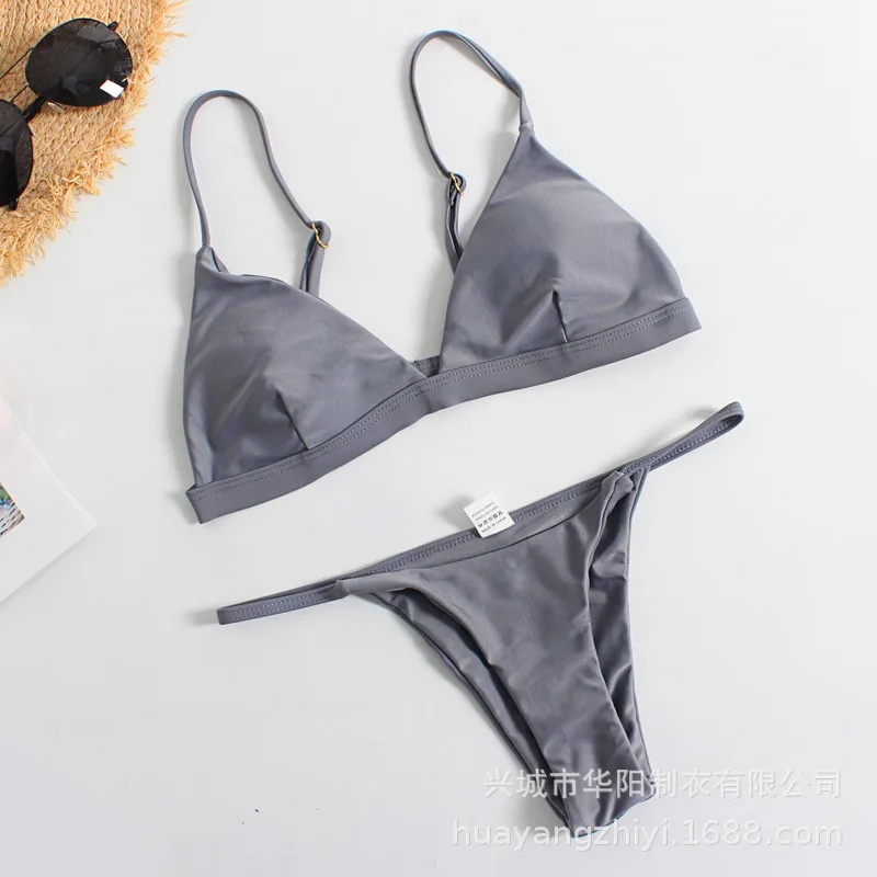Solid Bikini Set 2020 Sexy 9 Colors Push Up Swimwear Women Brazilian Swimsuit Low Waist Biquini Halter Two Pieces Bathing Suit