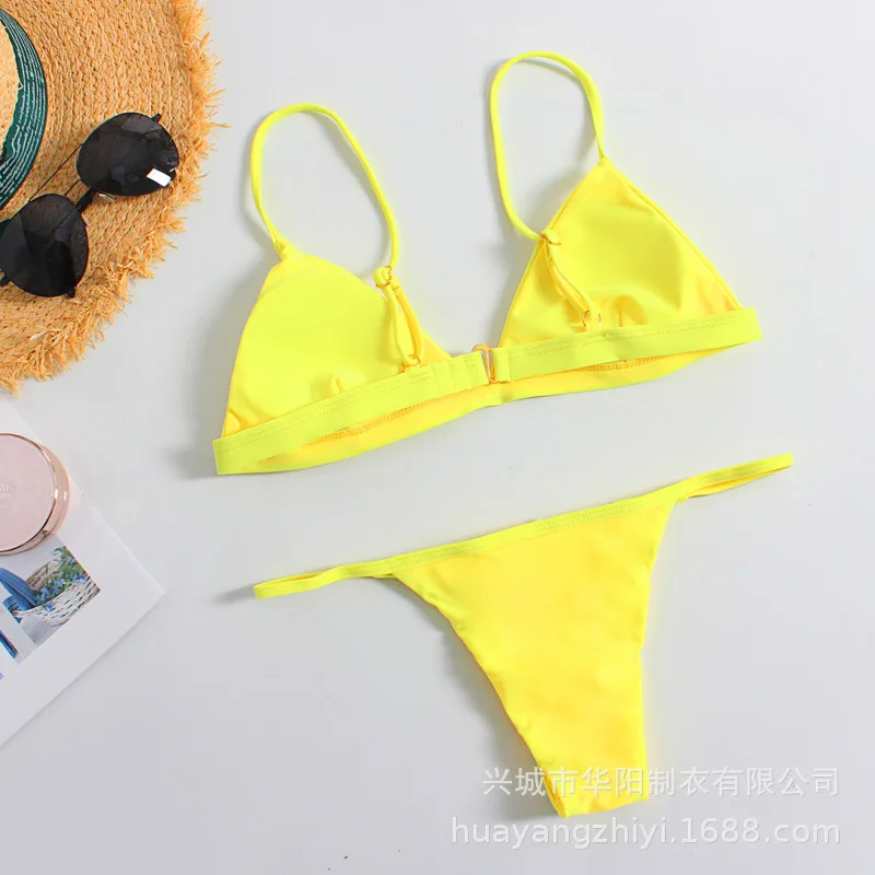 Solid Bikini Set 2020 Sexy 9 Colors Push Up Swimwear Women Brazilian Swimsuit Low Waist Biquini Halter Two Pieces Bathing Suit