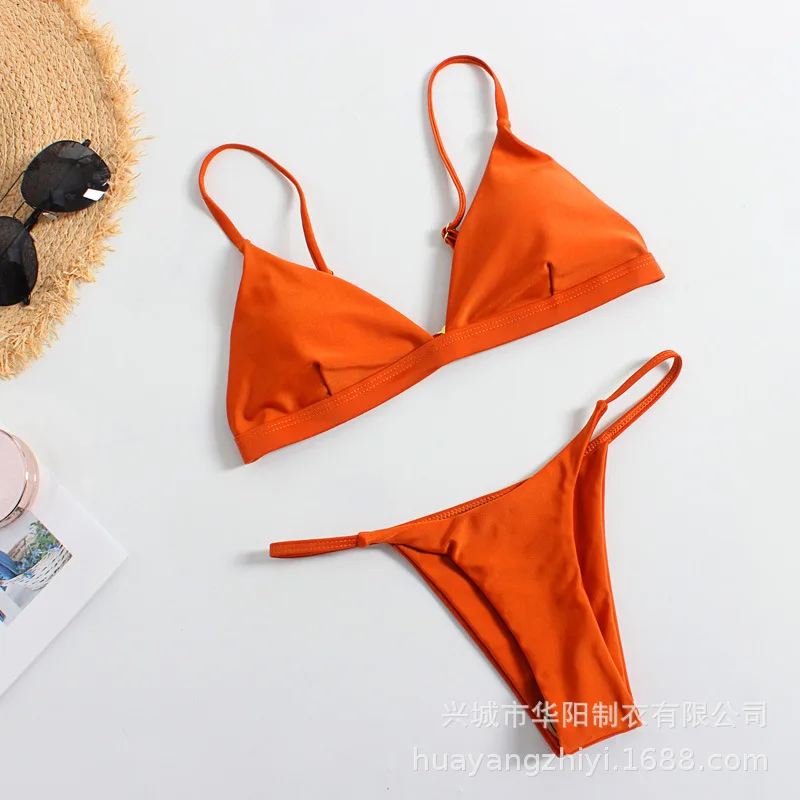 Solid Bikini Set 2020 Sexy 9 Colors Push Up Swimwear Women Brazilian Swimsuit Low Waist Biquini Halter Two Pieces Bathing Suit
