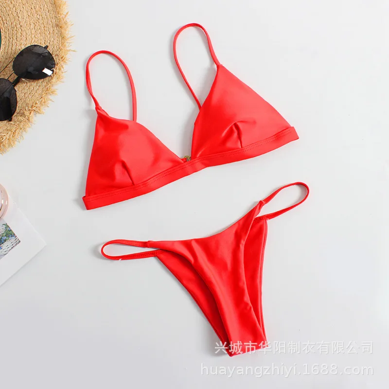 Solid Bikini Set 2020 Sexy 9 Colors Push Up Swimwear Women Brazilian Swimsuit Low Waist Biquini Halter Two Pieces Bathing Suit