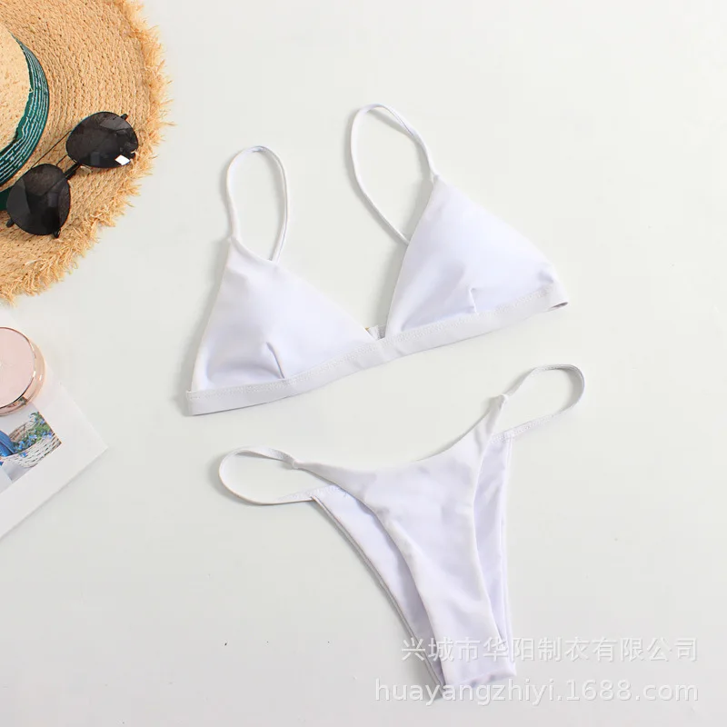 Solid Bikini Set 2020 Sexy 9 Colors Push Up Swimwear Women Brazilian Swimsuit Low Waist Biquini Halter Two Pieces Bathing Suit