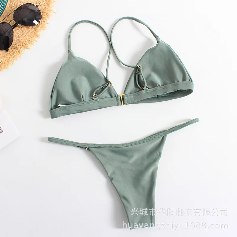Solid Bikini Set 2020 Sexy 9 Colors Push Up Swimwear Women Brazilian Swimsuit Low Waist Biquini Halter Two Pieces Bathing Suit