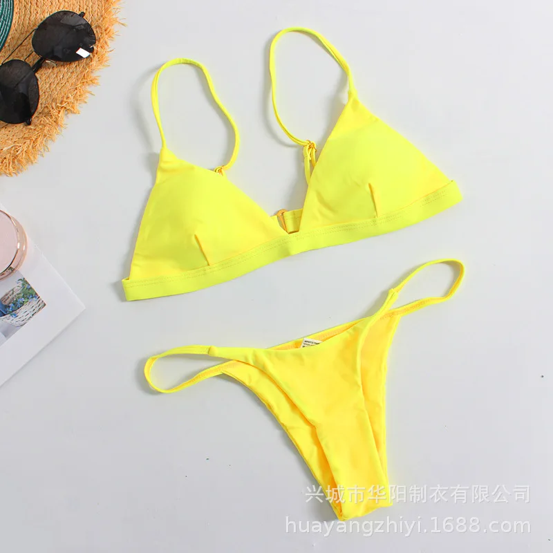 Solid Bikini Set 2020 Sexy 9 Colors Push Up Swimwear Women Brazilian Swimsuit Low Waist Biquini Halter Two Pieces Bathing Suit